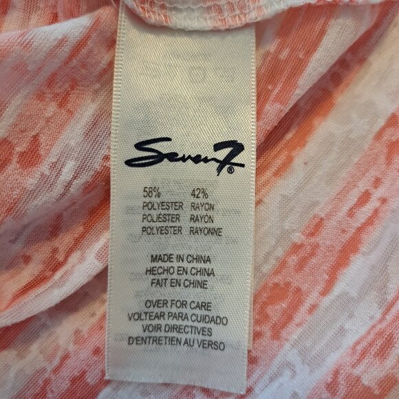 Seven7 Red Striped Lightweight Uneven Hem Short Sleeve Tee Size Large - Picture 6 of 6